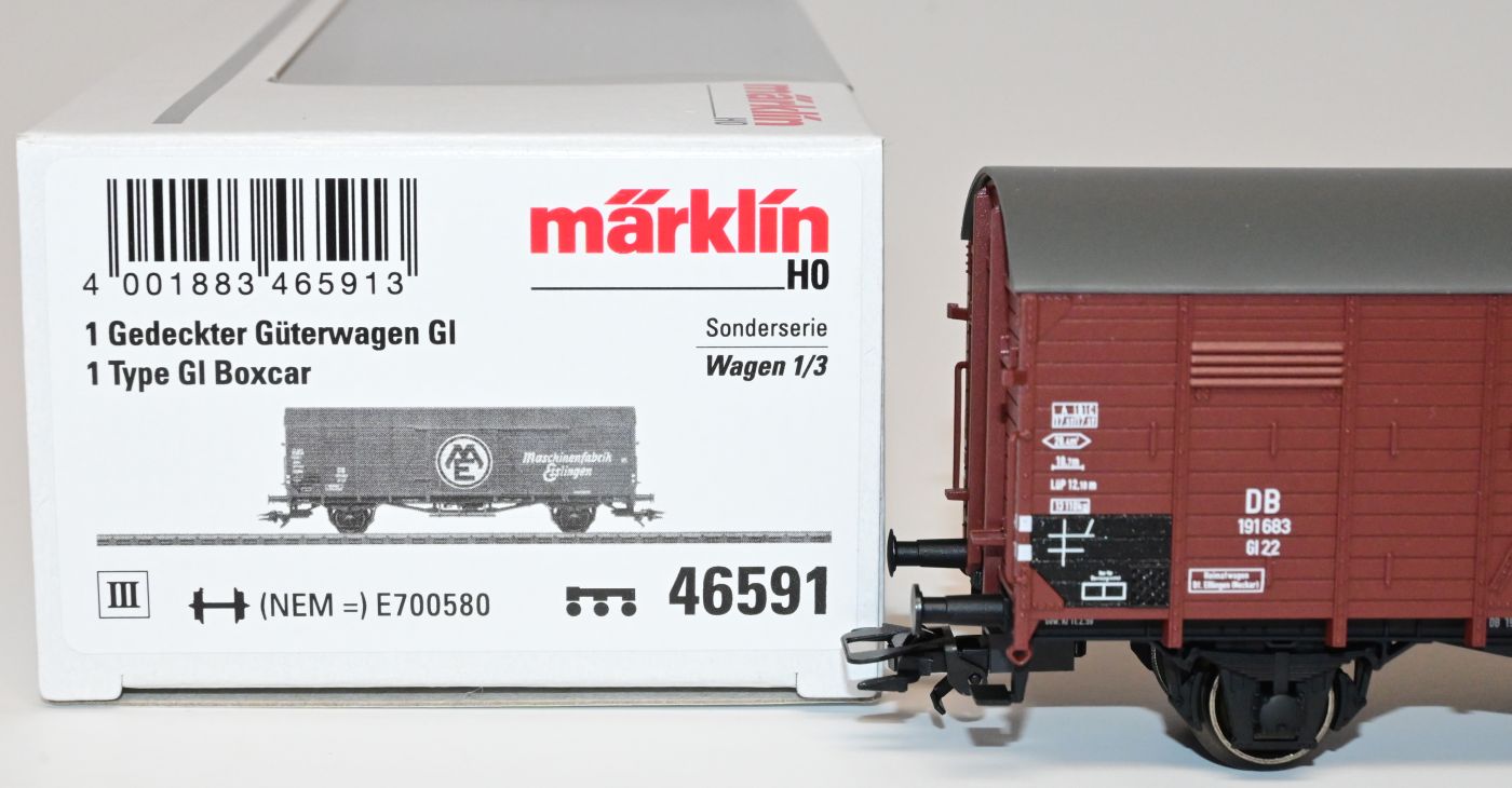 Artikel Bild: Märklin H0 46591 MHI Gedeckter Güterwagen Gl der DB, Ep. III