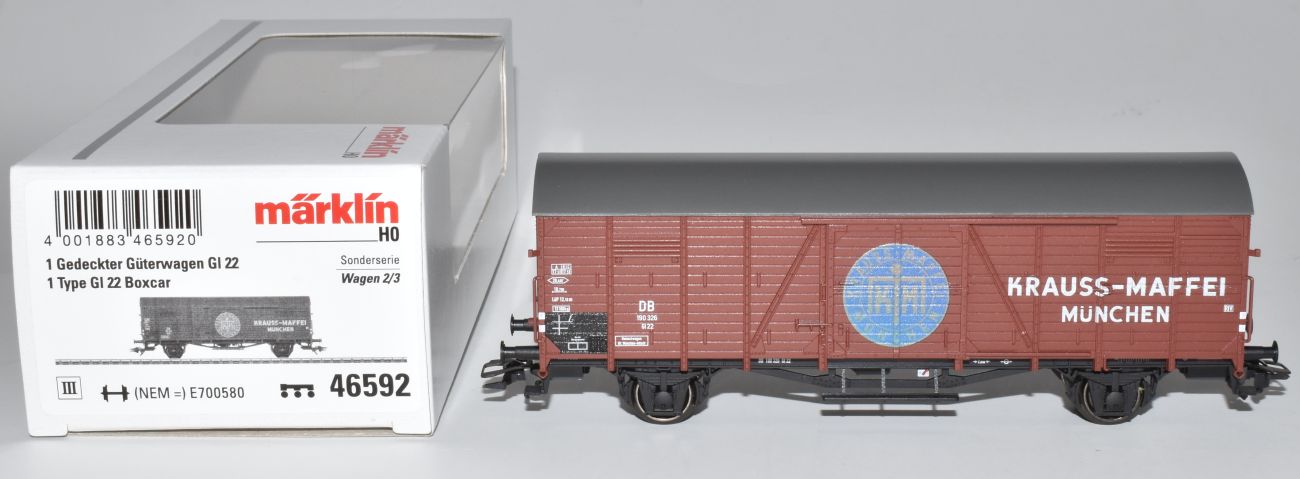 Artikel Bild: Märklin H0 46592 Güterwagen KRAUSS-MAFFEI DB in Ep. III MHI