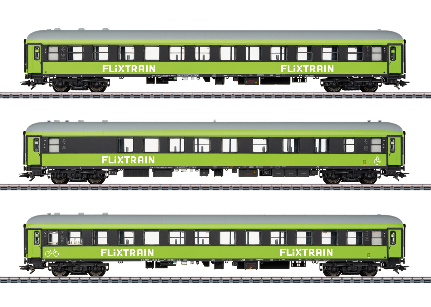 Artikel Bild: Märklin H0 42957 Schnellzugwagen-Set 1, FlixTrain, Ep. VI, 3tlg.