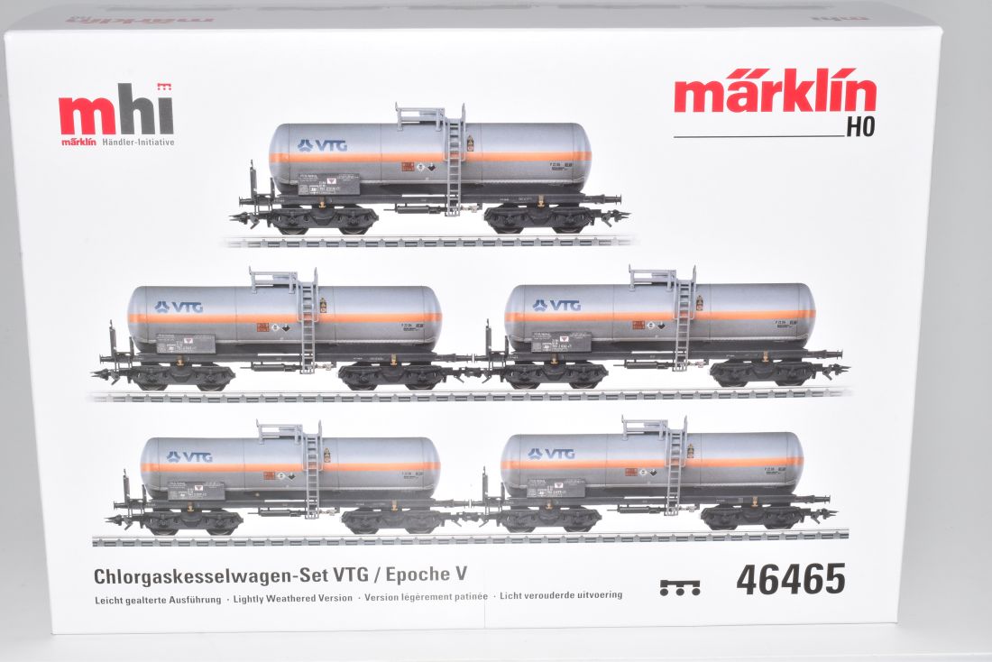 Märklin H0 46465 Chlorgas- Kesselwagen-Set 5tlg. VTG Ep. V