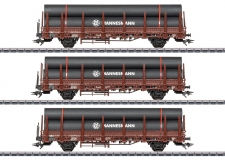 Märklin H0 46563 Rungenwagen-Set 1 mit Stahlröhren-Beladung, Ep. IV