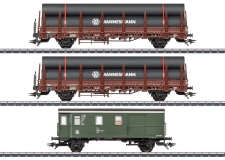 Märklin H0 46569 Rungenwagen-Set 2 mit Stahlröhren-Beladung, Ep. IV